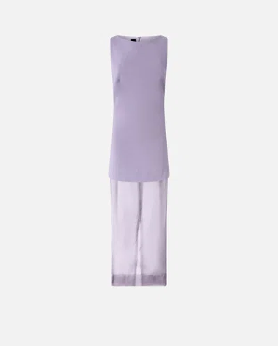Pinko Long Formal Dress In Linen And Organza In Viola Gesso