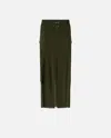 Pinko Long Georgette Skirt With Pockets In Green Rainforest