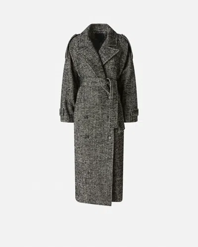 Pinko Long Herringbone Cloth Coat In Multi