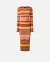 Pinko Robe Longue En Maille À Rayures Colorées In Mult.rosa/marrone/giallo