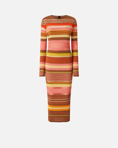 PINKO ROBE LONGUE EN MAILLE À RAYURES COLORÉES