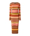 Pinko Robe Longue En Maille À Rayures Colorées In Brown
