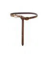 Pinko Long Leather Belt With Appliqués, 2cm In Brown