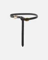 Pinko Ceinture Longue En Cuir De 2 Cm Avec Applications In Nero-antique Gold