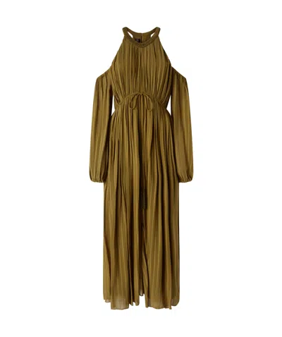 PINKO PINKO LONG-SLEEVED PLEATED MIDI DRESS