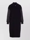 Pinko Long Padded Coat Ribbed Collar In Black
