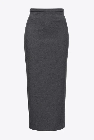 Pinko Long Pencil Skirt With Slit In Grey