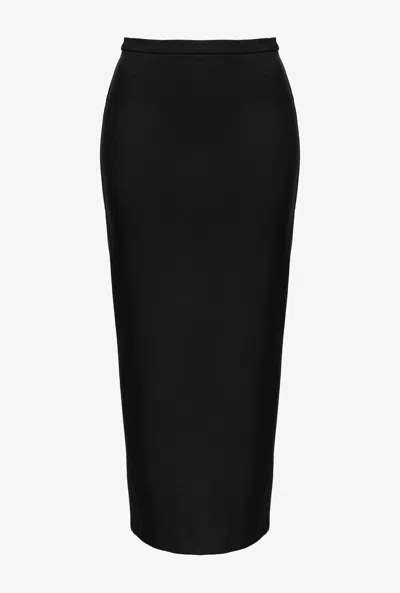 Pinko Long Pencil Skirt With Slit In Black