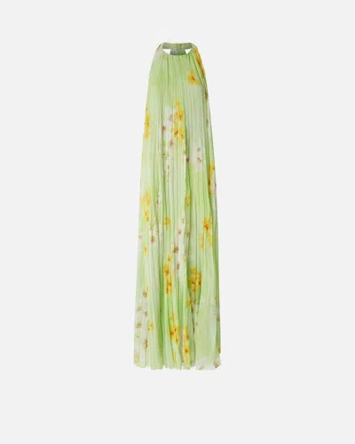 PINKO LONG PLEATED DRESS WITH FLORAL PRINT