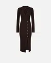 PINKO LONG RIBBED KNIT DRESS WITH GOLDEN BUTTONS