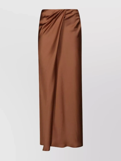 Pinko Draped Front-slit Maxi Skirt In Brown