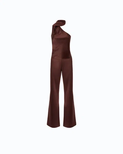 Pinko - Long Satin Jumpsuit With Sash - 36 In Brown
