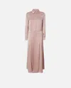Pinko Long Satin Shirt Dress In Rose Zefiro