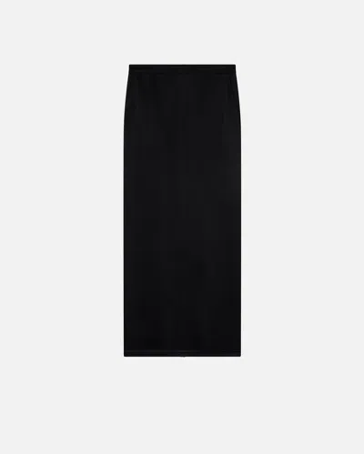 Pinko Long Satin Skirt With Rear Slit In Noir Limousine