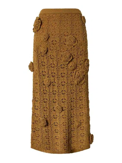 Pinko Long Skirt Anthemis With Embellishments In Brown