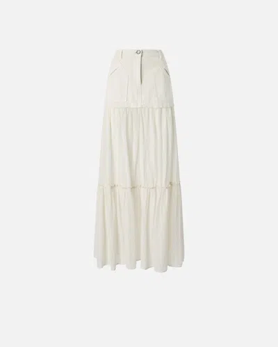Pinko Long Skirt In Canvas And Cotton Voile