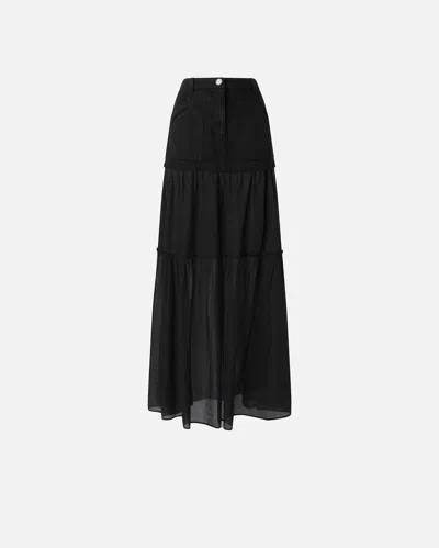 Pinko Long Skirt In Canvas And Cotton Voile