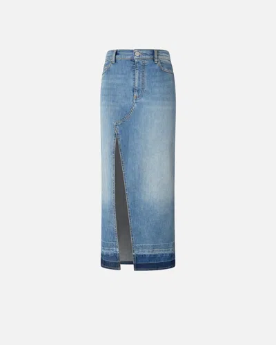 PINKO JUPE LONGUE EN DENIM CLAIR FENDUE SUR LE DEVANT