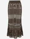 Pinko Jupe Longue Façon Crochet Fantaisie In Multicolor