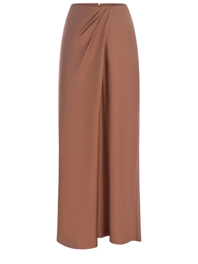 Pinko Long Skirt  Conversion Made Of Shiny Satin In Brown
