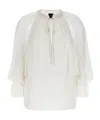 Pinko Layered Sheer Fabric Top With Tassel Detail In White