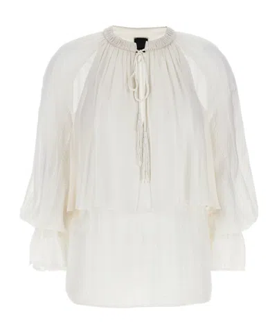 PINKO PINKO TIED-NECK BEAD EMBELLISHED TIERED BLOUSE