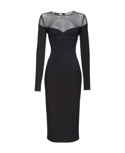 Pinko Long-sleeve Bodycon Midi Dress In Black