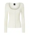 Pinko Fitted Ribbed Cardigan With Scoop Neckline In White
