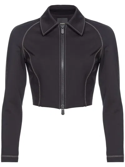 Pinko Long-sleeve Cropped Jacket In Black