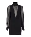 Pinko Dress With Georgette Sleeves And High Neck In Black