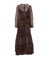 Pinko Long Sleeve Tiered Dress With Belt Detail In Multi
