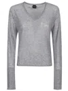 Pinko Long Sleeve Extrathin T-shirt In Gray