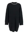 Pinko Knit Dress With Rhinestone-detailed Neck In Black