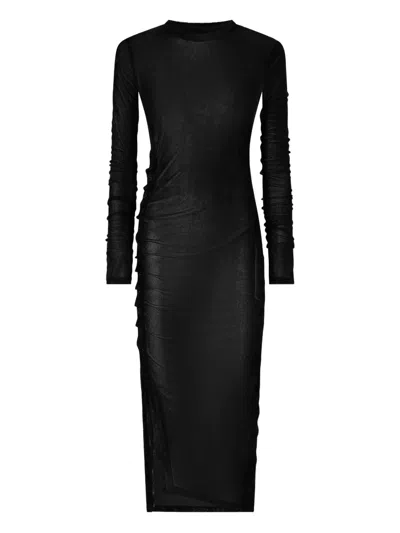 Pinko Long-sleeve Midi Dress In Black