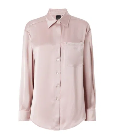 Pinko Long-sleeve Satin Shirt In Pink