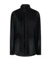 Pinko Flowing Black Viscose Shirt With Classic Collar In Black