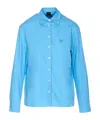 Pinko Long Sleeve Top Embroidered Logo In Blue