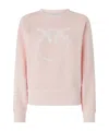 Pinko Cotton Sweatshirt With Logo-branded Sleeves In Pink