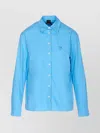 Pinko Long Sleeve Top Embroidered Logo In Blue