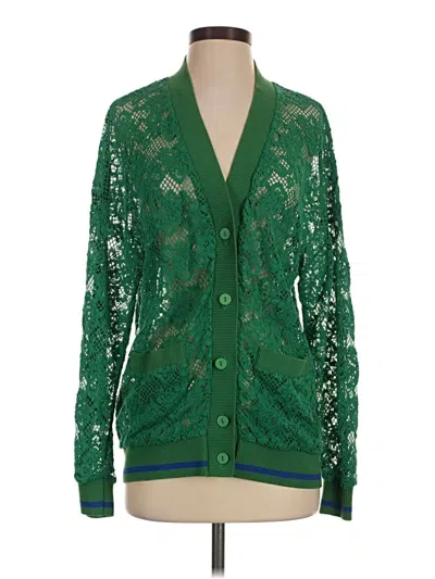 Pre-owned Pinko Long Sleeve Top Green Plunge Neckline Tops