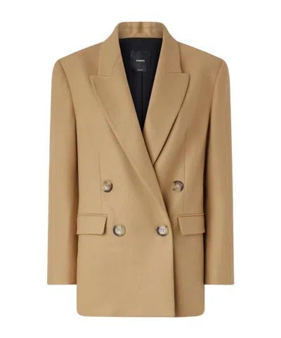 Pinko Double-breasted Blazer In Brown