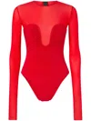 Pinko Long-sleeved Bodysuit In Red