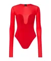 Pinko Long-sleeved Bodysuit In Red