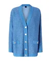 Pinko Metallic Mat Cardigan With Sequins In Blue