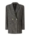 Pinko Double-breasted Flannel Blazer In Gray