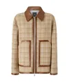 Pinko Tweed Blouson Jacket With Leatherette Details And Zip In Nude