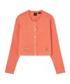 Pinko Motif-embroidered Ribbed Jacket In Pink