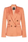 Pinko Long-sleeved Double Breasted Jacket In Burnt
