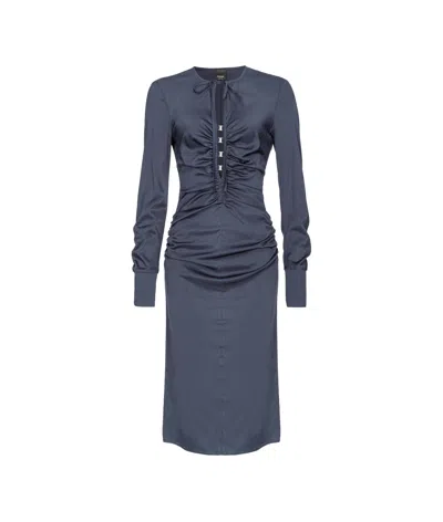 Pinko Long-sleeved Dress In Blue