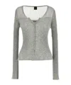 Pinko Long-sleeved Knitted Cardigan In Gray